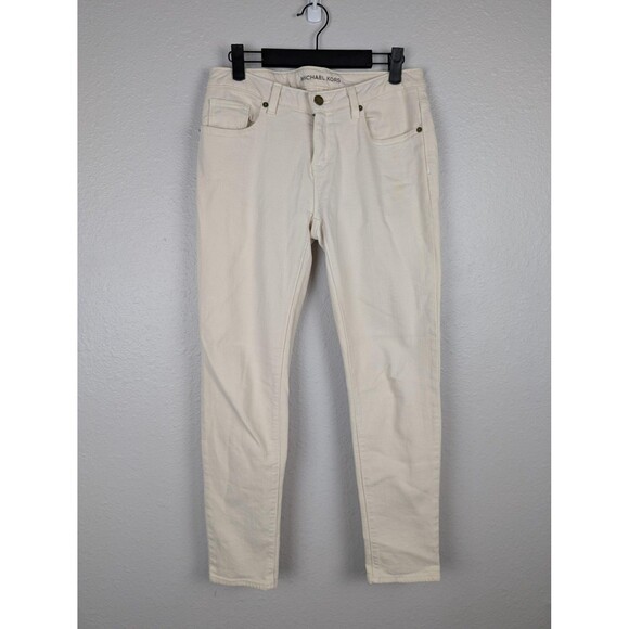 Michael Kors Jeans Womens 2 White Skinny Stretch Denim Pants Mid Rise Designer - Picture 1 of 8